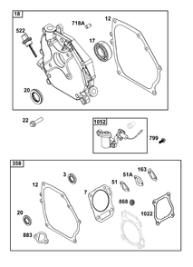 Crankcase Cover/Sump And Lubrication Group Diagram and Parts List for 130G37-0253-H1 100000 - 19Z999 Briggs and Stratton Engine